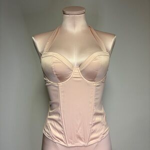 La SENZA Peach Satin Halter Bustier Corset in Medium